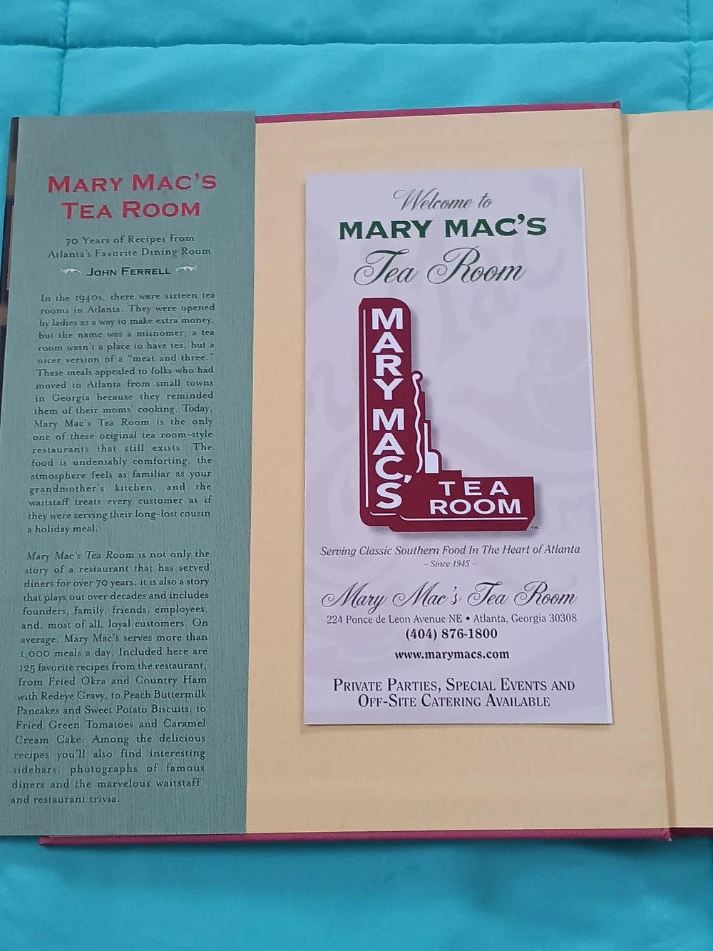 Mary Mac's Tea Room Cookbook by John Ferrell - Red Cover